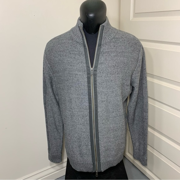 SIMONS Le 31 Gray Minimalist Contemporary Cotton Knit Zipper Sweater Hi Neck XL - Picture 9 of 11